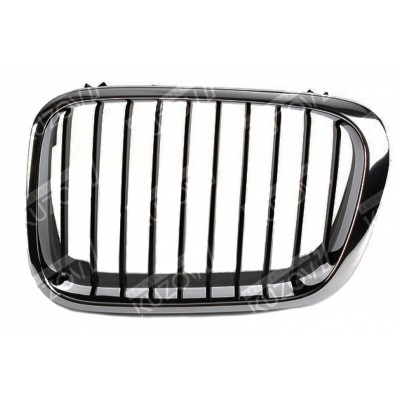 Решетка радиатора (левая) Хром, Черные Ребра TYG для BMW 3 (E46) 1998-2001 - фото