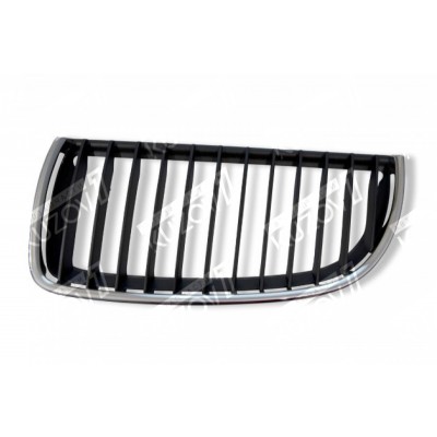 Решетка радиатора (левая) Хром + Хром Ребра (черные Внутри) TYG для BMW 3 (E90 / E91) 2005-2008 - фото