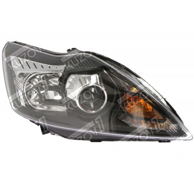 Передняя фара (правая) Xenon, Темная С Хром Уголком, TYC для FORD FOCUS 2008-2011 - фото
