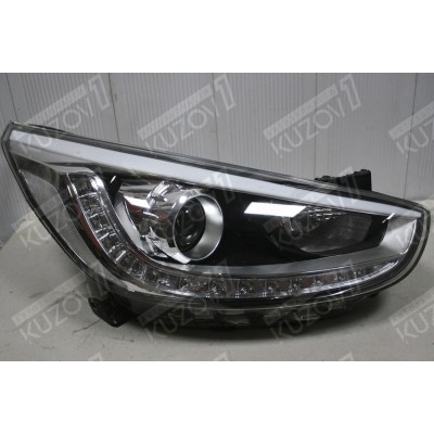 Передняя фара (правая) Линзовая, Светодиодная, Russia, TYC для HYUNDAI SOLARIS 2010-2013 - фото