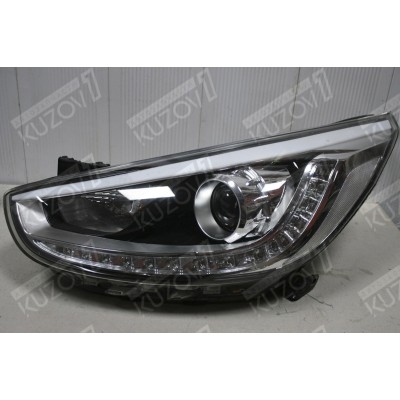 Передняя фара (левая) Линзовая, Светодиодная, Russia, TYC для HYUNDAI ACCENT 2010-2013 - фото