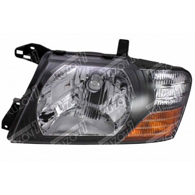 Передняя фара (левая) Черная Рамка, Тонированная DEPO для Mitsubishi PAJERO 2000-2002 - фото