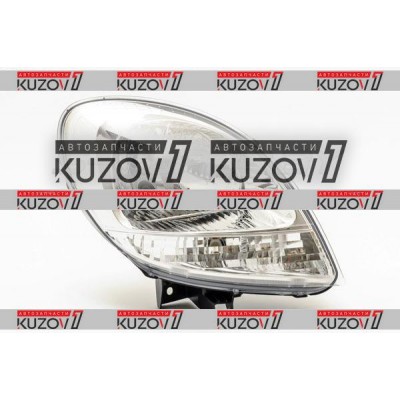 Передняя фара (правая) Хром, С Белым Поворотом, DEPO для RENAULT KANGOO 2003-2008 - фото