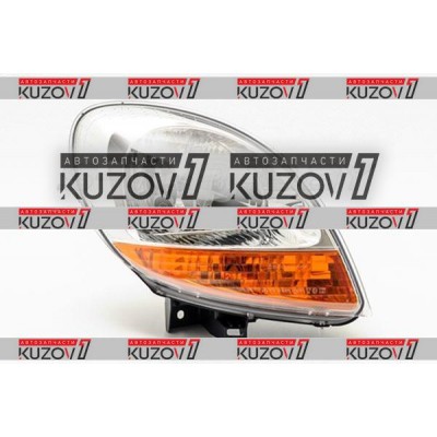 Передняя фара (правая) Хром, С Желтым Поворотом, DEPO для RENAULT KANGOO 2003-2008 - фото