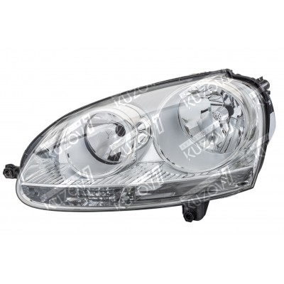 Передняя фара (левая) Хром Корпус, DEPO для Volkswagen JETTA 2005-2010 - фото